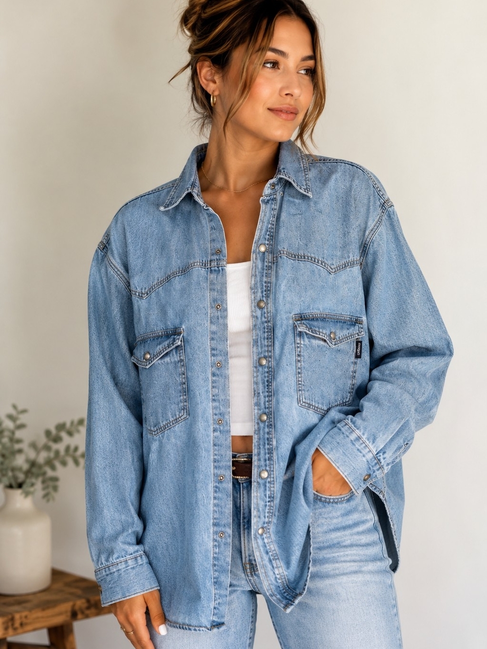 Guess jeans 90s Vintage Denim Button-Down Shirt Jacket